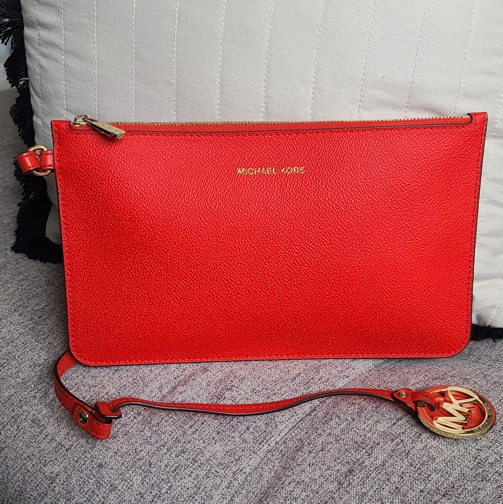 Michael Kors Red Leather Clutch